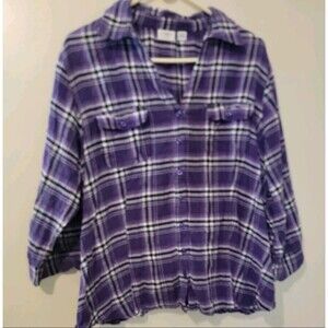 Cato Purple Plaid Button Down Shirt
